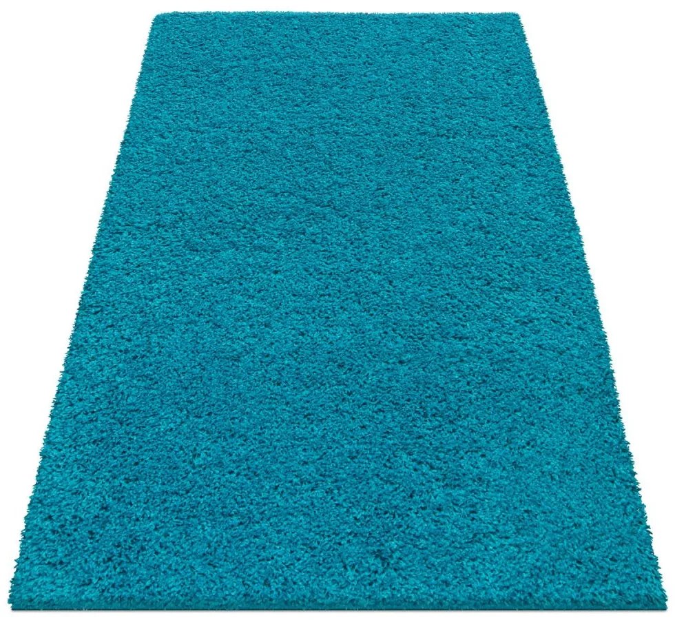 Covor elegant turcoaz închis, cu fire mai înalte Lăţime: 60 cm | Lungime: 100 cm