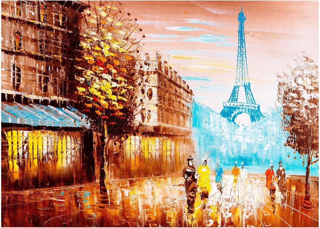 Tablou pe sticlă - Vremea ploioasă și Turnul Eiffel (70x50 cm)