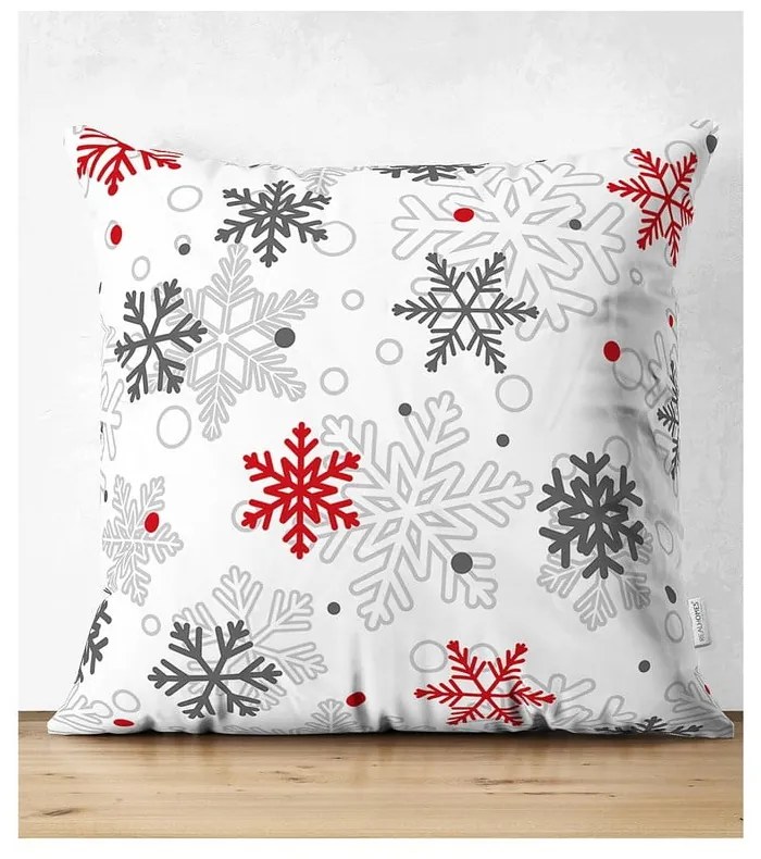 Set 4 fețe de pernă și un napron de masă cu model de Crăciun Minimalist Cushion Covers Red Christmas