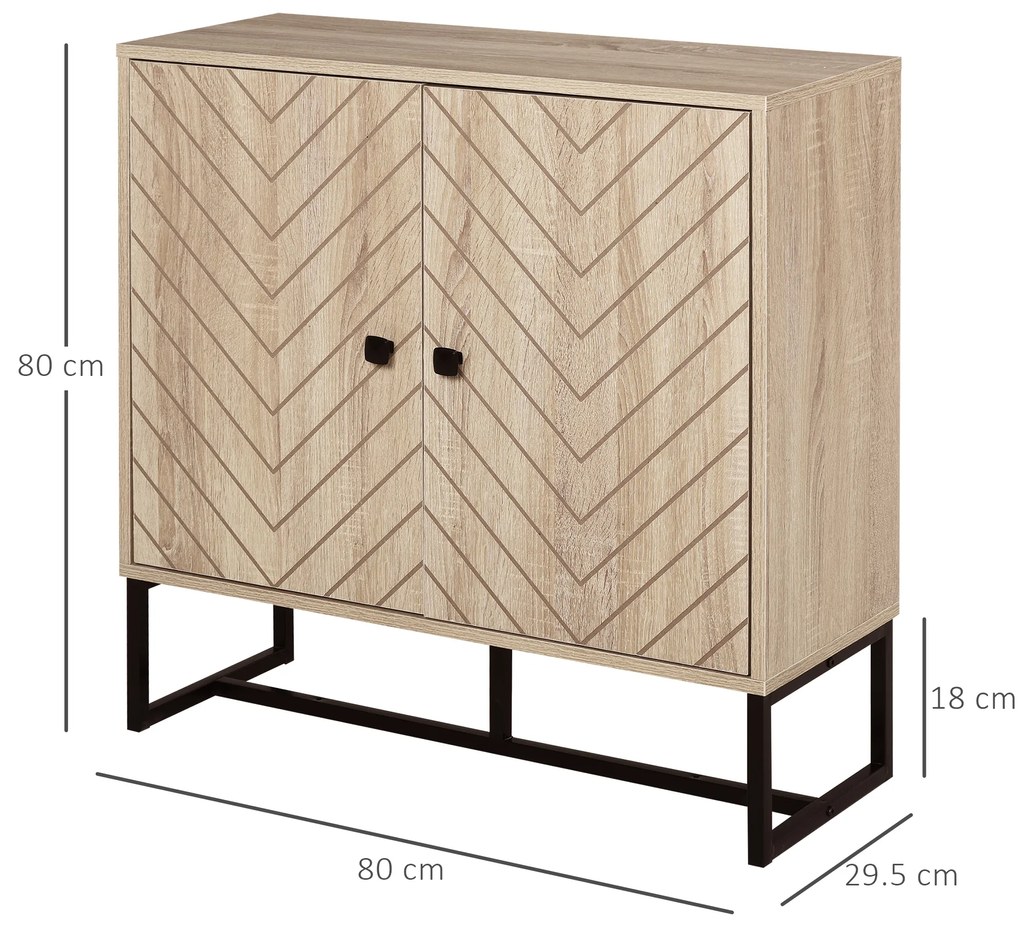 HOMCOM Bufet mobilier de depozitare 2 uși lemn și picioare din metal negru dim. 80L x 29,5l x 80H cm | Aosom Romania