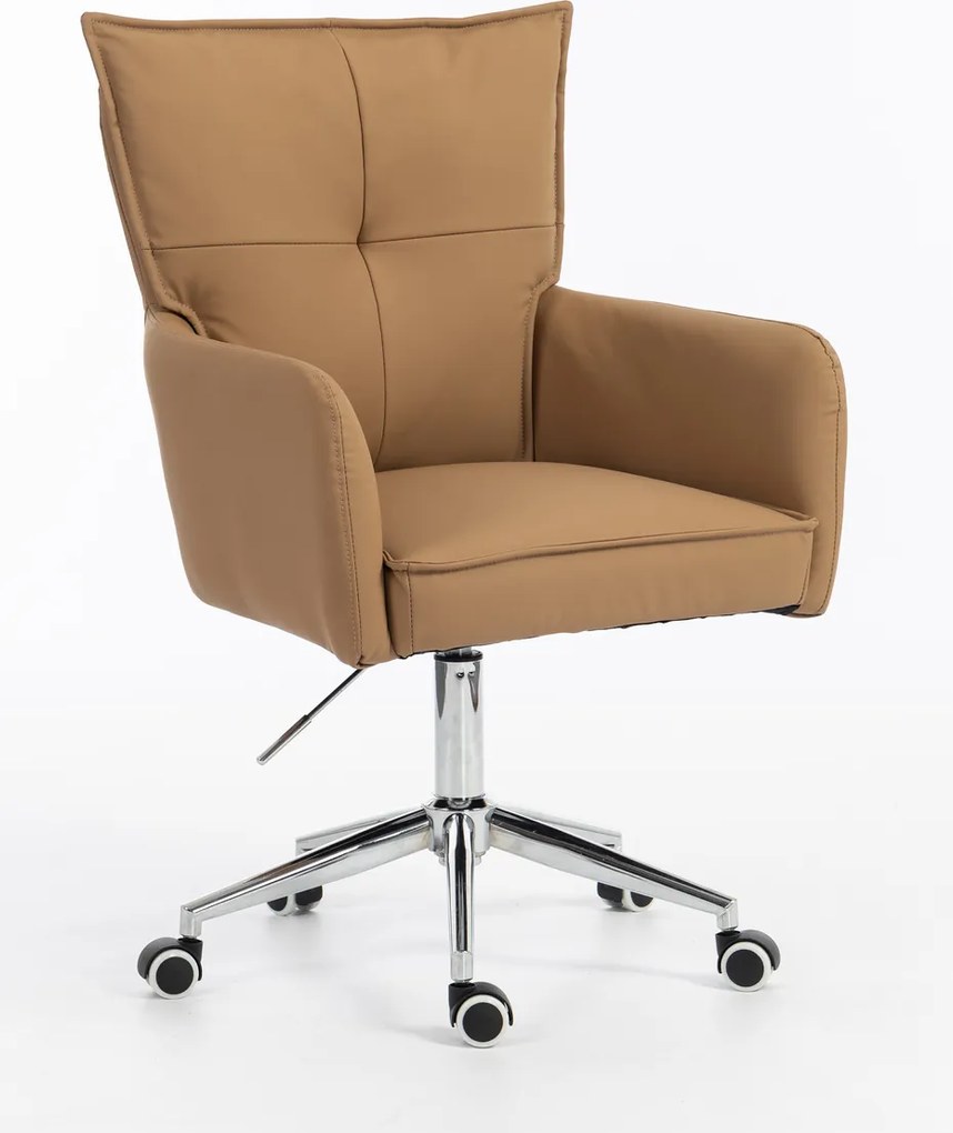 HR250K Scaun Piele Ecologică Premium Soft Culoare Caramel Bază Cromata