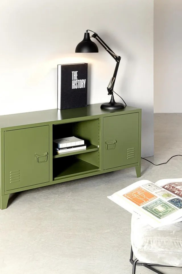 Comoda TV verde din metal, 120,5x40x58,5 cm, Cambridge Bizzotto