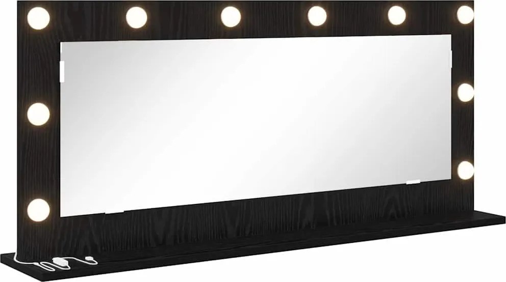 vidaXL Oglindă de toaletă Dreptunghiular Stejar Negru 100 x 45 x 18 cm