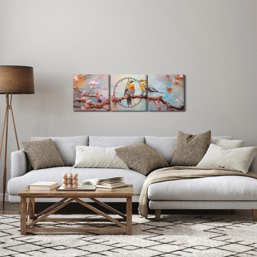 Tablou - Porumbeii (cu ceas) (90x30 cm)
