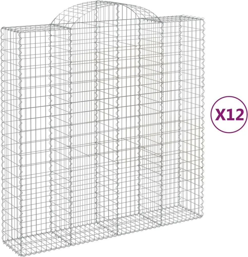 vidaXL Coșuri gabion arcuite, 12 buc 200x50x200/220cm, fier galvanizat