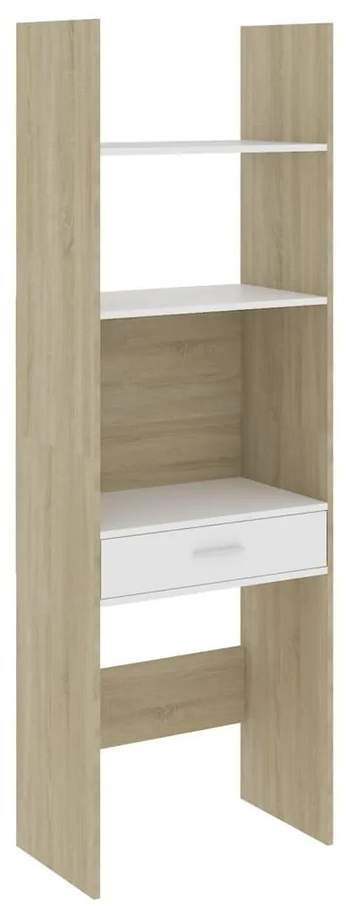 803430 vidaXL Bibliotecă, alb și stejar Sonoma, 60x35x180 cm, PAL