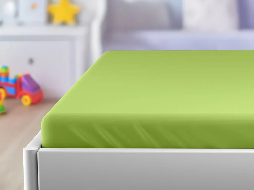 Cearsaf Jersey cu elastic pentru patut copii verde 70x140 cm