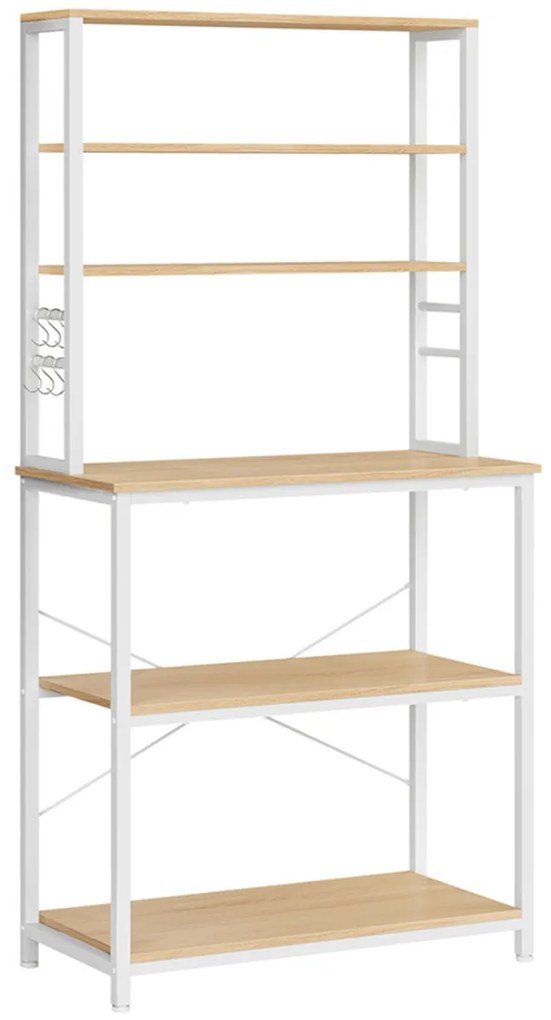 Raft de bucatarie LORANO 167x80 cm, alb / decor stejar