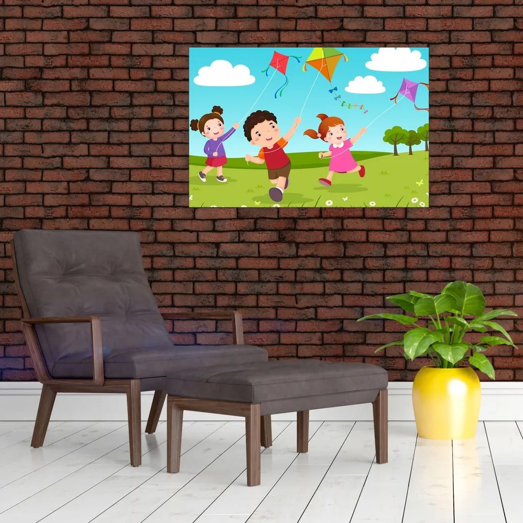 Tablou - Copii cu zmeu (90x60 cm)