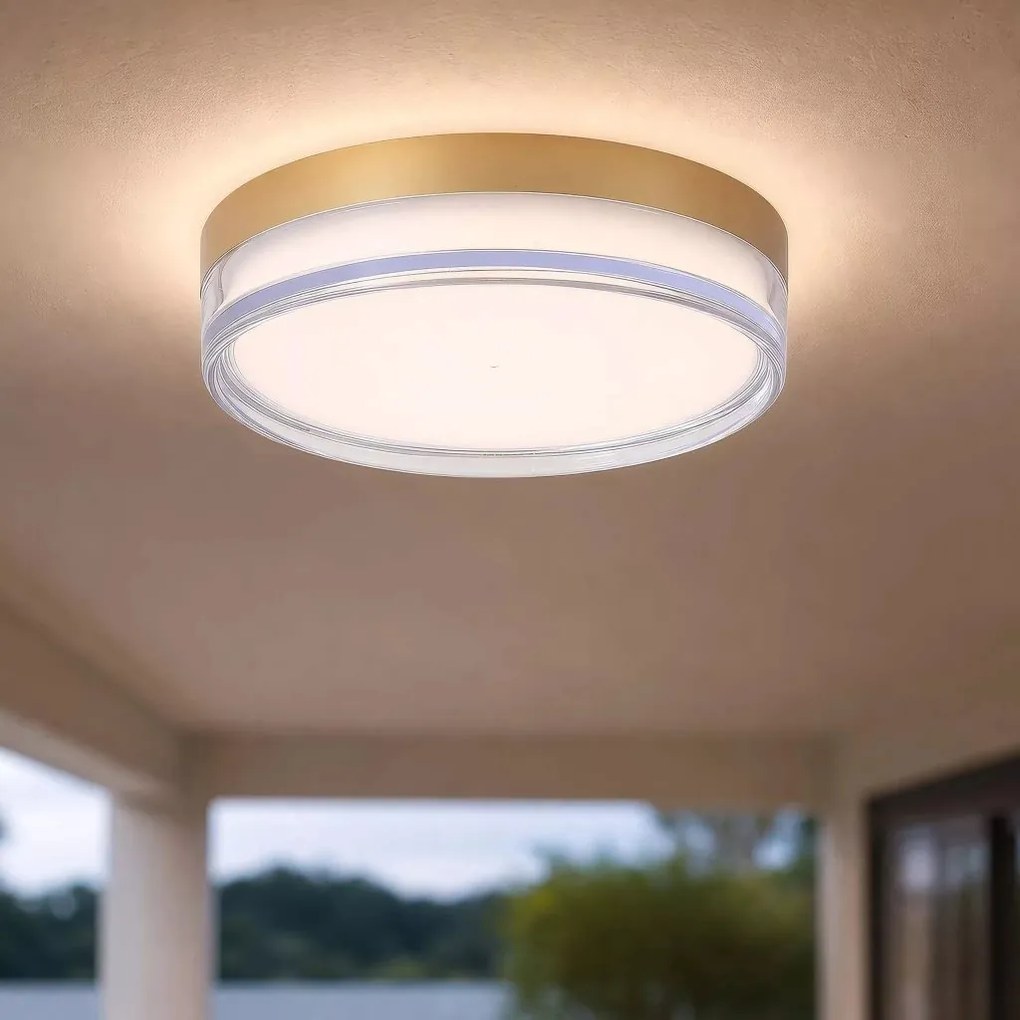 Plafoniera Button LED iluminat baie IP65 auriu