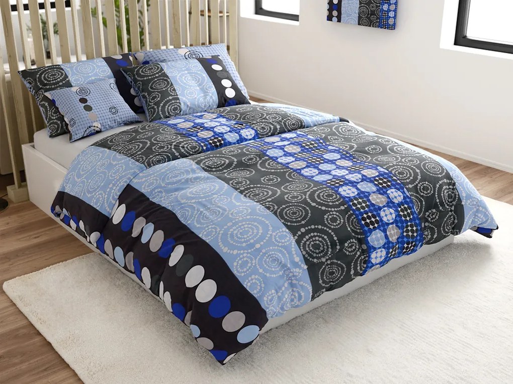 Lenjerie de pat din bumbac CERCURI ALBASTRU, albastru Dimensiune lenjerie de pat: 70 x 90 cm | 140 x 200 cm