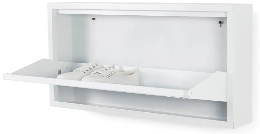 Pantofar alb cu deschidere înclinată din metal 75x37,5x12,5 cm Billy – Spinder Design