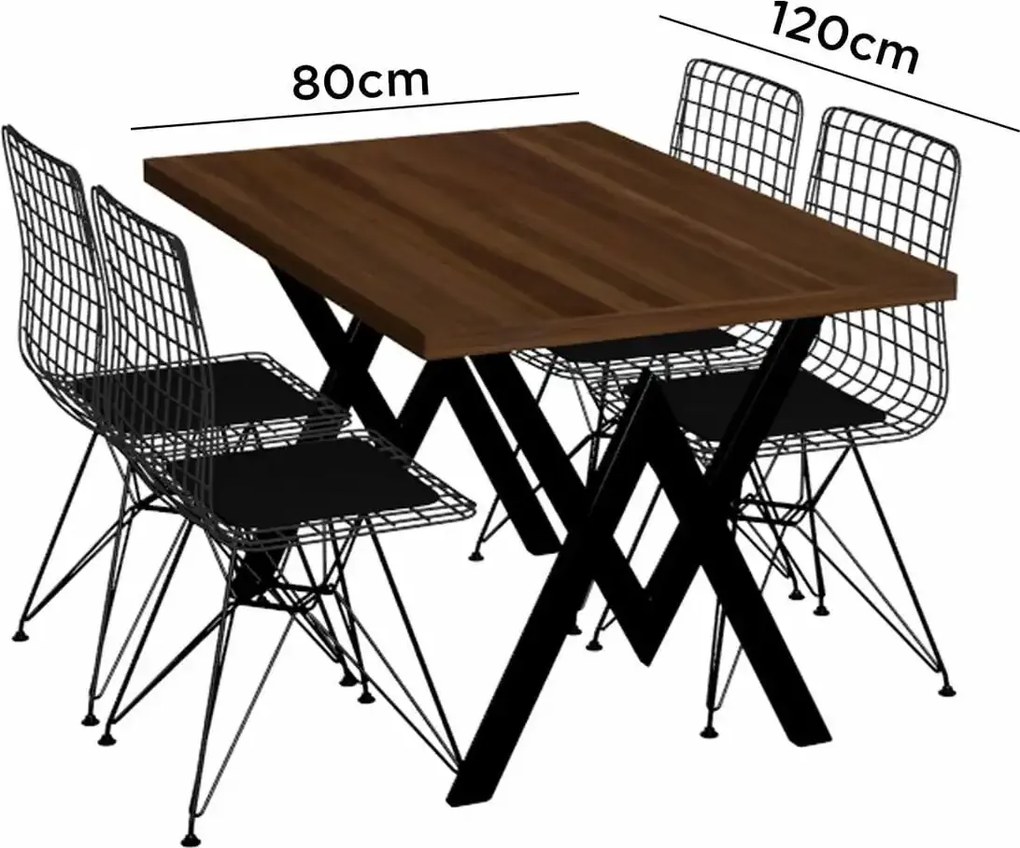 Masa bucatarie texturata, nuc-negru,120x80x75 cm, 30411