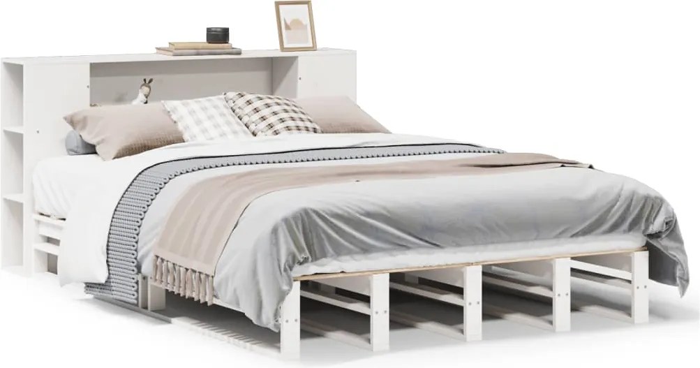 vidaXL Cadru de pat fără saltea, alb, 120x200 cm, lemn masiv