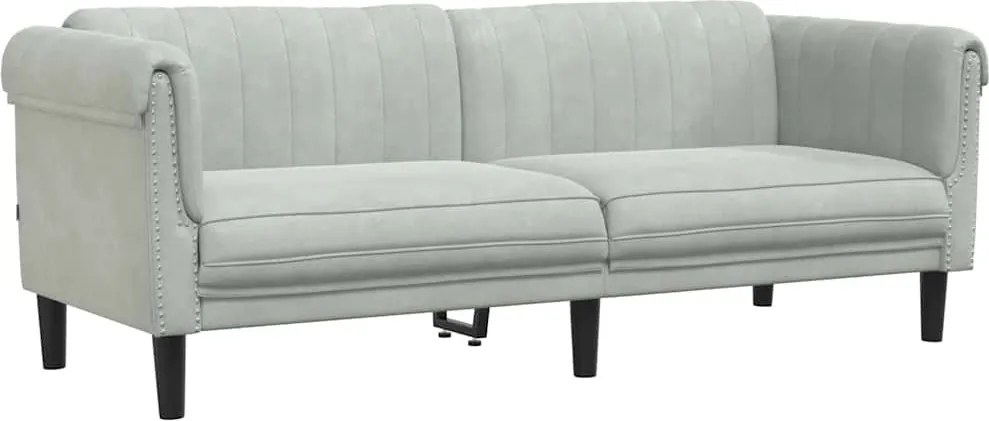 vidaXL Canapea cu 3 locuri, gri deschis, material catifea