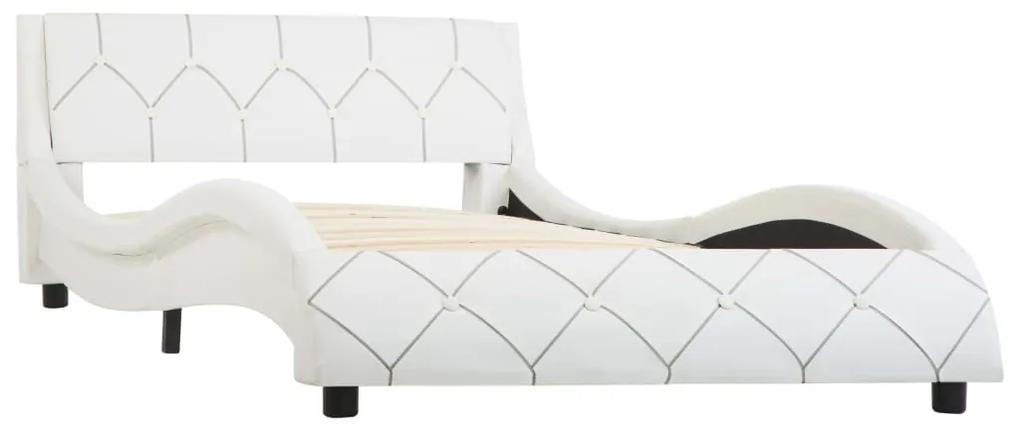 285637 vidaXL Cadru de pat, alb, 100 x 200 cm, piele ecologică