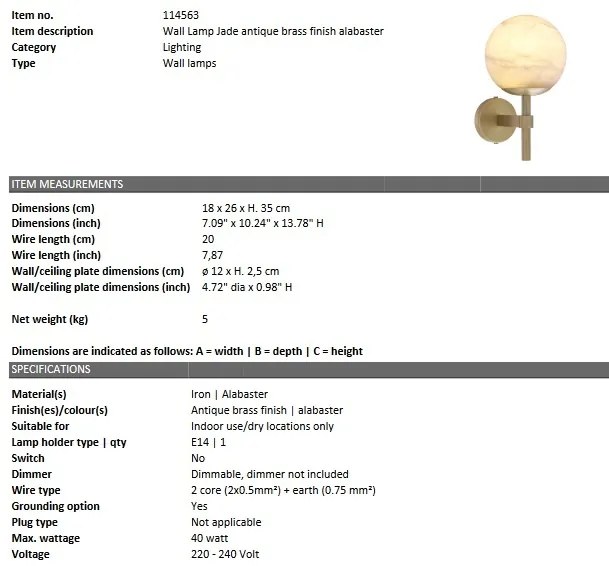 Aplica design elegant LUX Jade, alama 114563 HZ