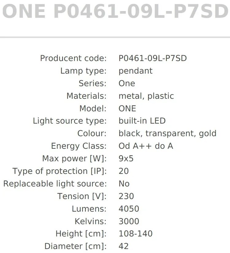 Lustra LED design minimalist cu 9 pendule One, negru mat/ french gold