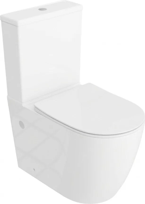 Set vas WC compact pe pardoseala Rune Freydis 2.0 Rimless alb cu rezervor si capac softclose