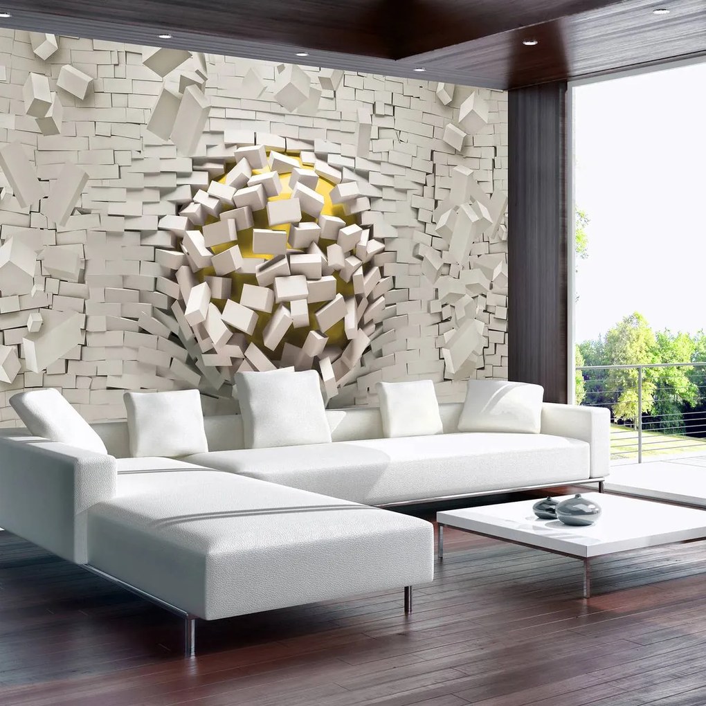 Fototapet - 3D perete cu minge (254x184 cm)