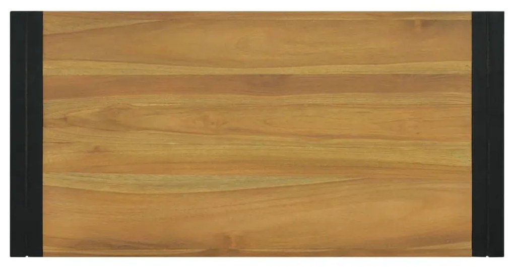 Dulap de baie suspendat, 90x45x35 cm, lemn masiv de tec Maro si negru, 90 x 45 x 35 cm, 1