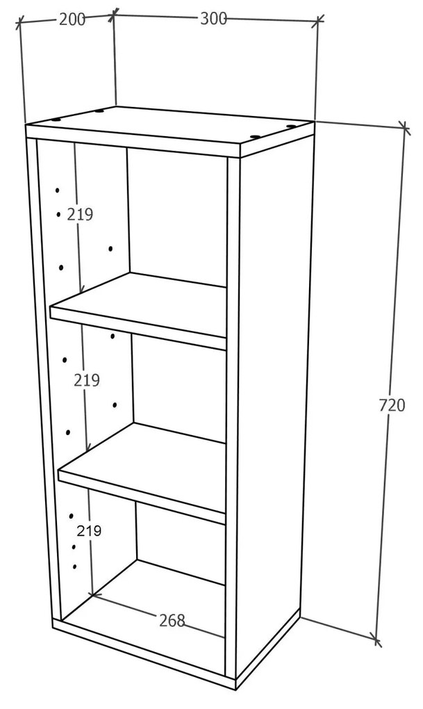 Corp haaus Zaria, Suspendat, 1 Usa, Alb lucios/Alb, MDF, L 30 x l 22 x H 72 cm