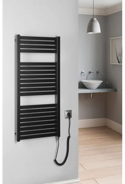Radiator portprosop electric pentru baie Aqualine TONDI-E 300W/230V 97 cm negru mat