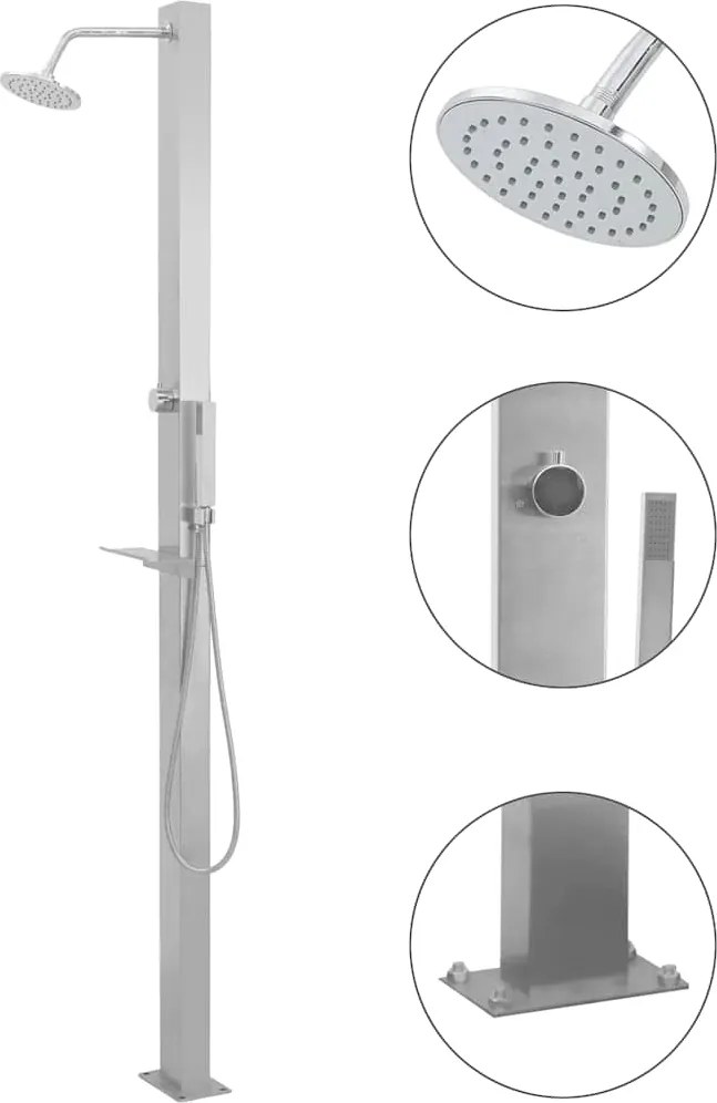 vidaXL Duș de grădină, oțel inoxidabil, drept