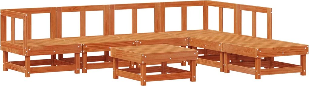 vidaXL Set de lounge pentru grădină 7 pcs Maro Ceară Lemn masiv de pin