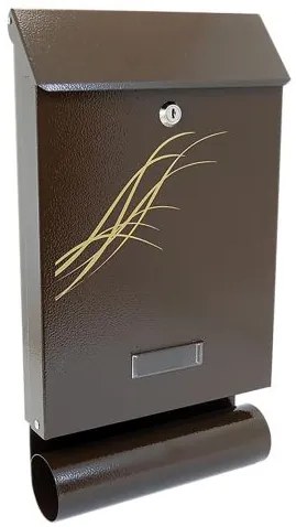 Cutie postala, cu loc pentru ziar, maro, format C4, 25x6.5x44.5 cm, Damech