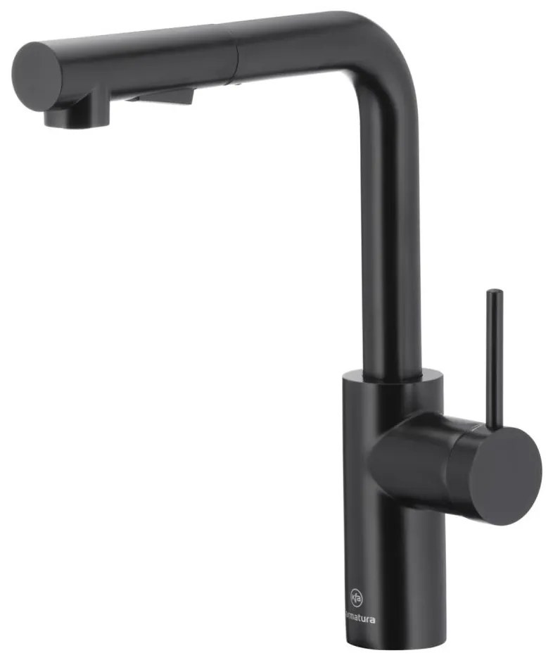 Baterie de chiuvetă cu cap de duș extractibil KFA Armatura 6623-110-81 DUERO BASIC negru mat