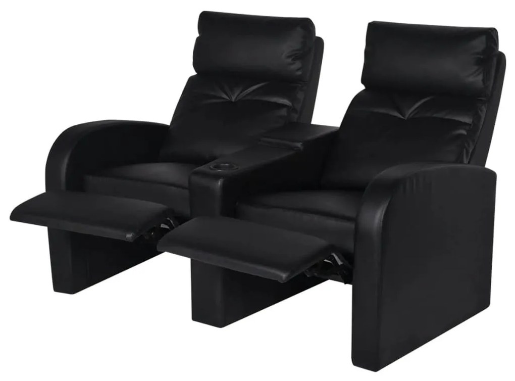 242000 vidaXL Fotoliu rabatabil cu 2 locuri, piele artificială, negru