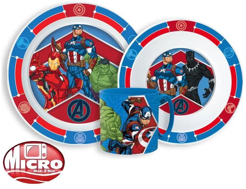 Avengers Army set de farfurii, set de plastic micro cu cană 265 ml