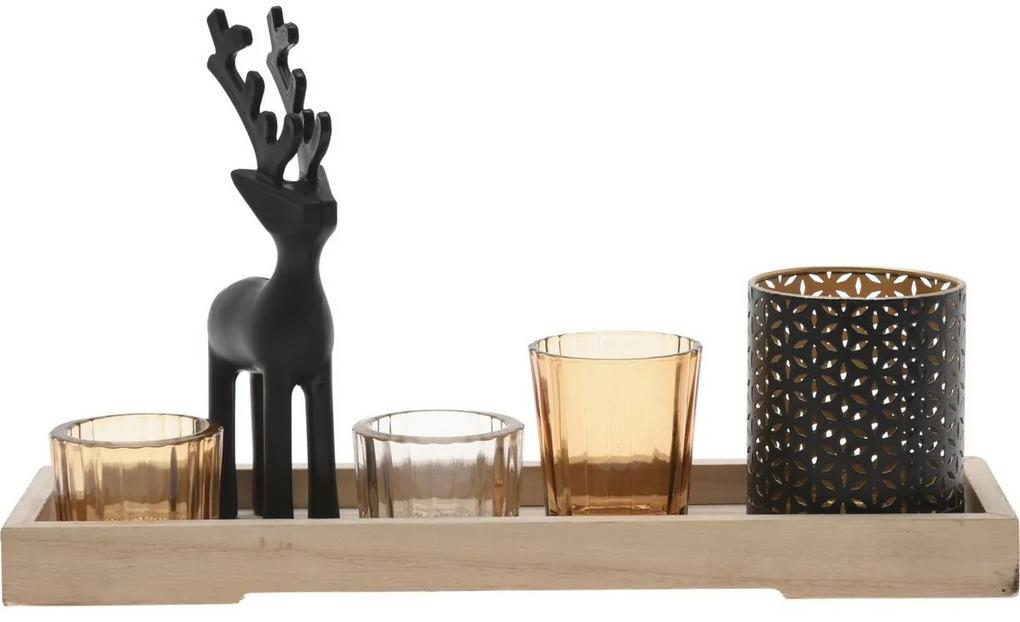 Set suporturi de lumânare Reindeer6 buc., 31,5 x 9,5 x 2,5 cm