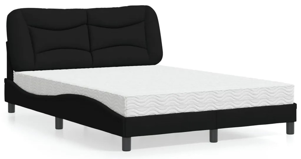 vidaXL Pat cu saltea, negru, 120x200 cm, textil