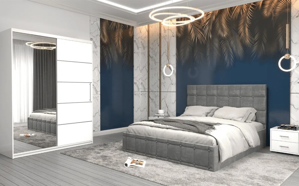 Set dormitor Royal, Alb/Gri