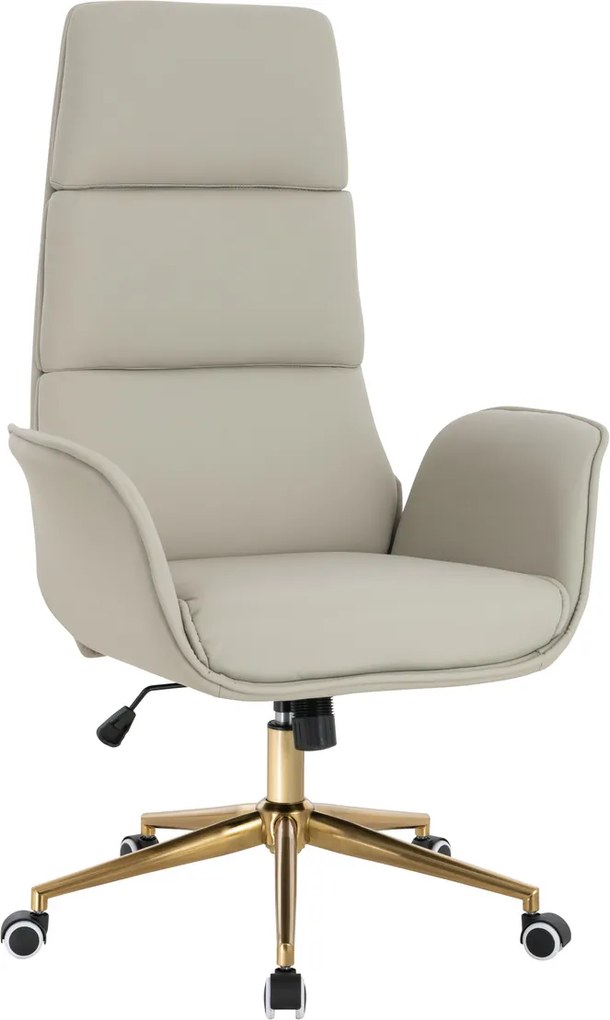 HR850K Scaun Ecru Piele Ecologica Premium Soft cu Bază Aurie