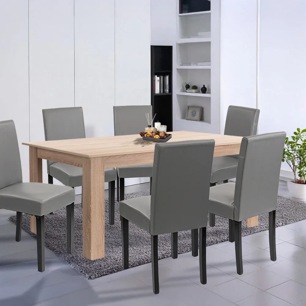 Set de masă Leon 6+1, gri stejar Sonoma