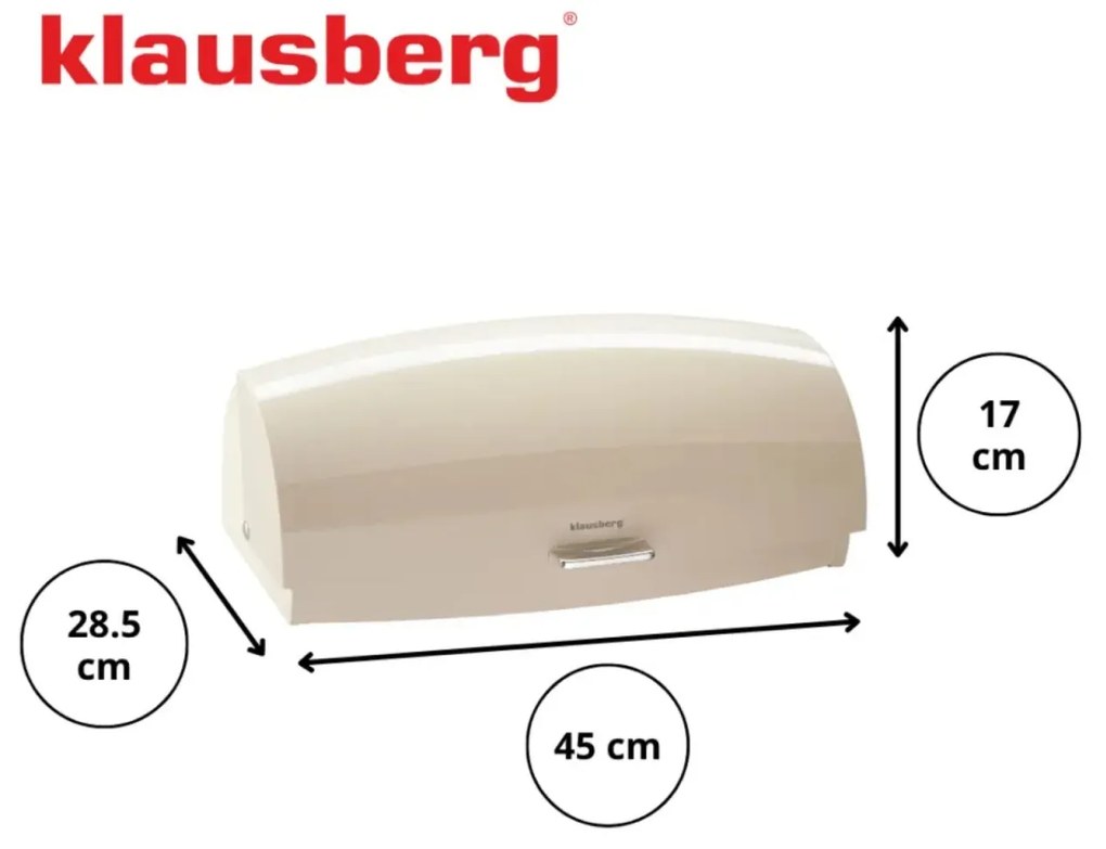 Cutie pentru pâine din metal, 45×28.5×17 cm, bej, Klausberg KB-7932