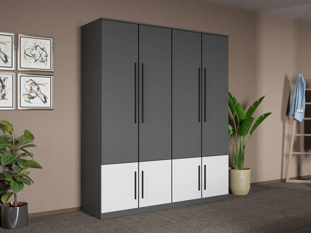 Set mobila dormitor 4 piese Gri/Alb Shape C06