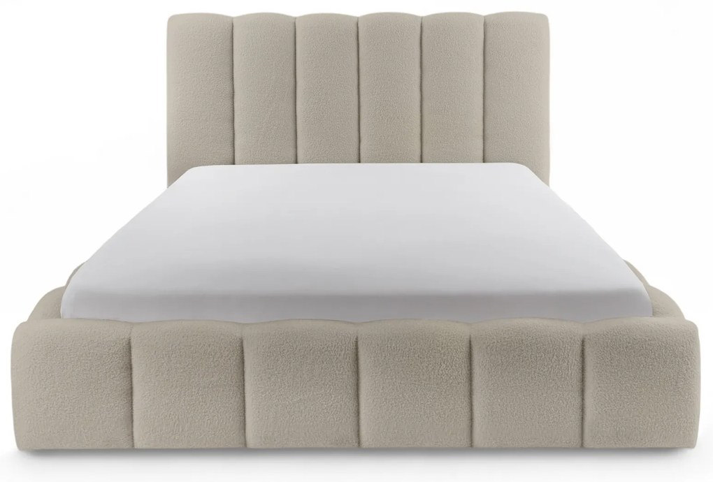 Pat tapițat Aura 180x200 cu spațiu depozitare - bouclé bej Quelle 05