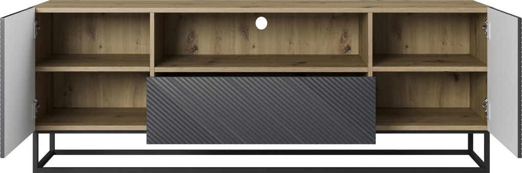 Comodă TV cu sertar și cadru metalic Asha 167 cm - artisan / rivier stone mat