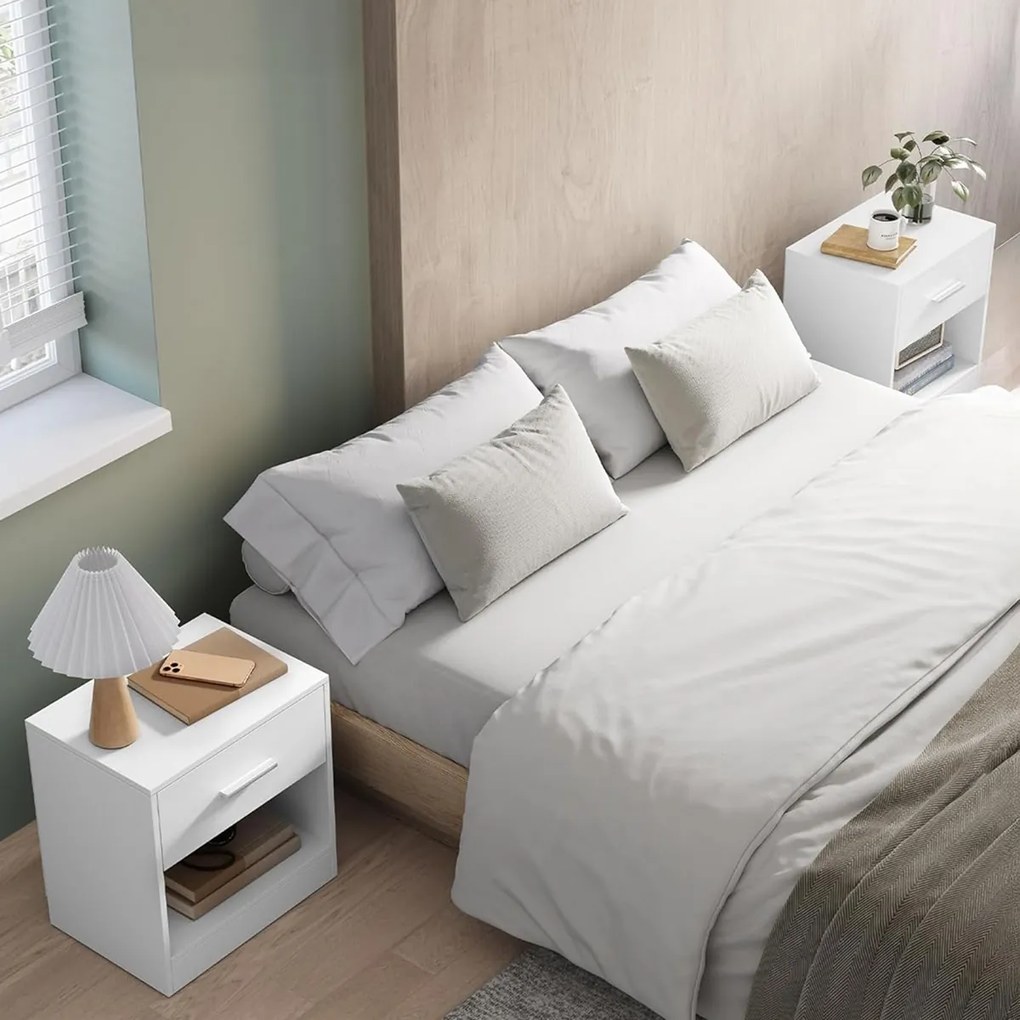 Set de noptiere E1081 WT, alb, 2 buc.