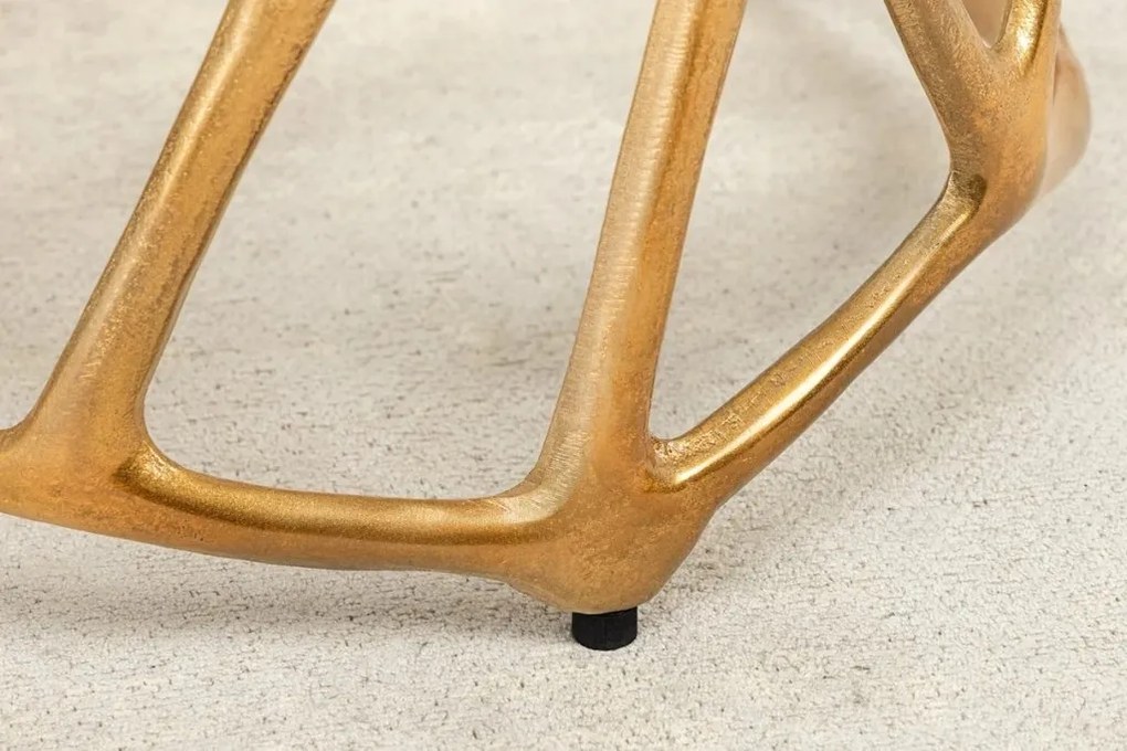 Masuta Laterala, Aluminiu, Auriu, Sticla, Negru, LIQUID GEOMETRIE 50cm