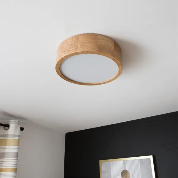 Brilagi - Plafonieră LED RGBW dimabilă CARVALHO, 1xE27/9W/230V, Wi‑Fi, stejar, Ø 27,5 cm