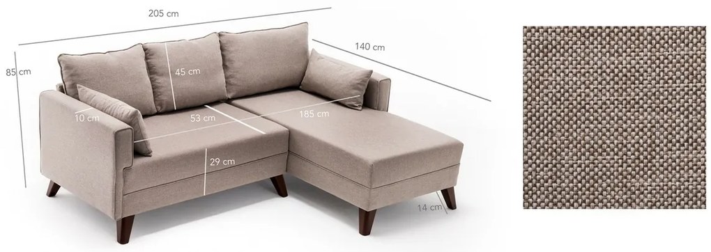 Canapea extensibilă de colț Bella Corner Right 2Cream