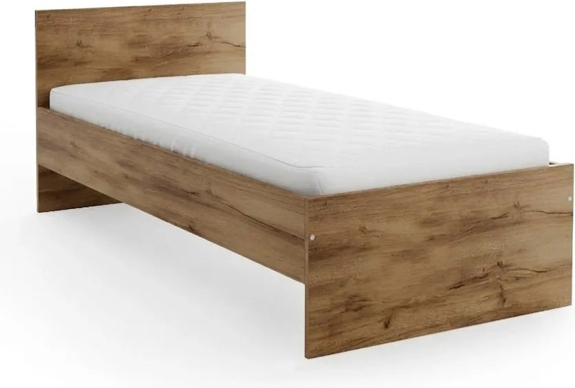 Pat ELISA 90 x 200 cm, stejar artisan Saltele: Saltea Sommera 18 cm, Somiera pat: Cu lamele curbate