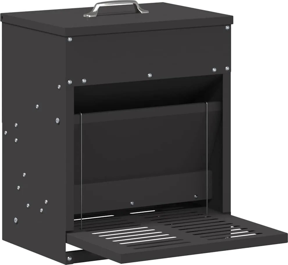vidaXL Hrănitor cu pedale pentru pui Negru 33 x 42 x 40 cm