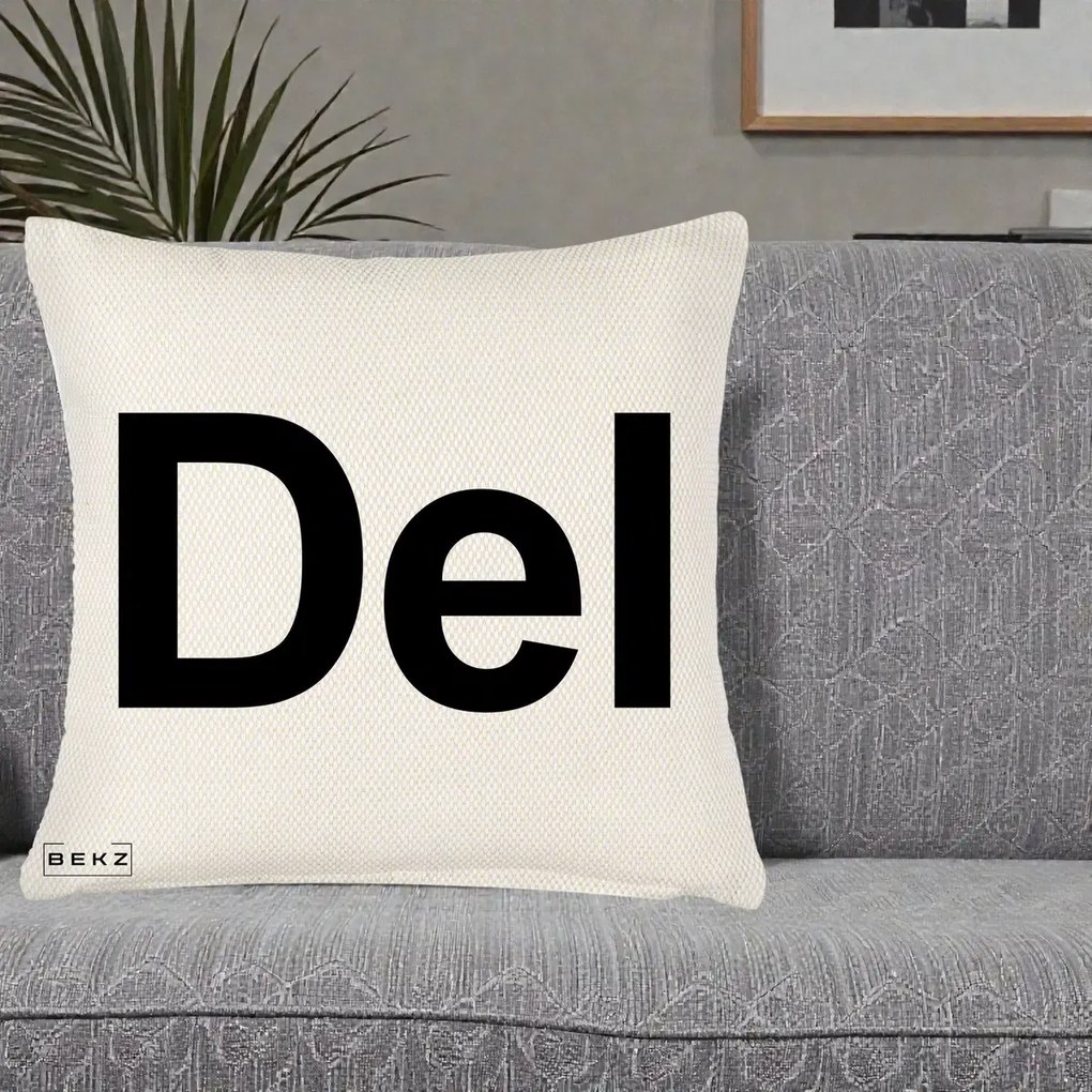Perna Personalizata Tasta Del Tipografie Bold, 40x40 cm, Crem Reliefat, Husa Detasabila, Perna Inclusa, BEKZ®