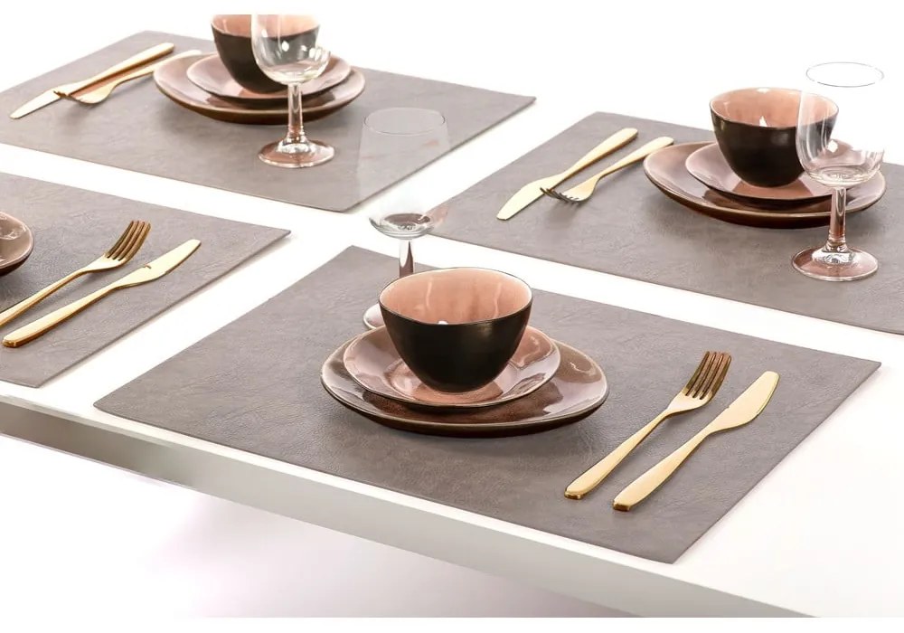 Suport farfurie din imitație de piele ZicZac Troja Rectangle, 33 x 45 cm, gri